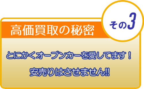 高価買取の秘密　とにかくオープンカーを愛してます！安売りはさせません!!