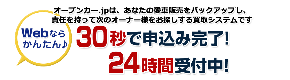 オープンカー.jpは、あなたの愛車販売をバックアップし、責任を持って次のオーナー様をお探しする買取システムです